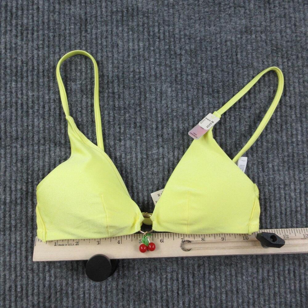 Etam Bikini Womens XS Yellow Gelato Triangle Brazilian Lined Removable Pads NWT
